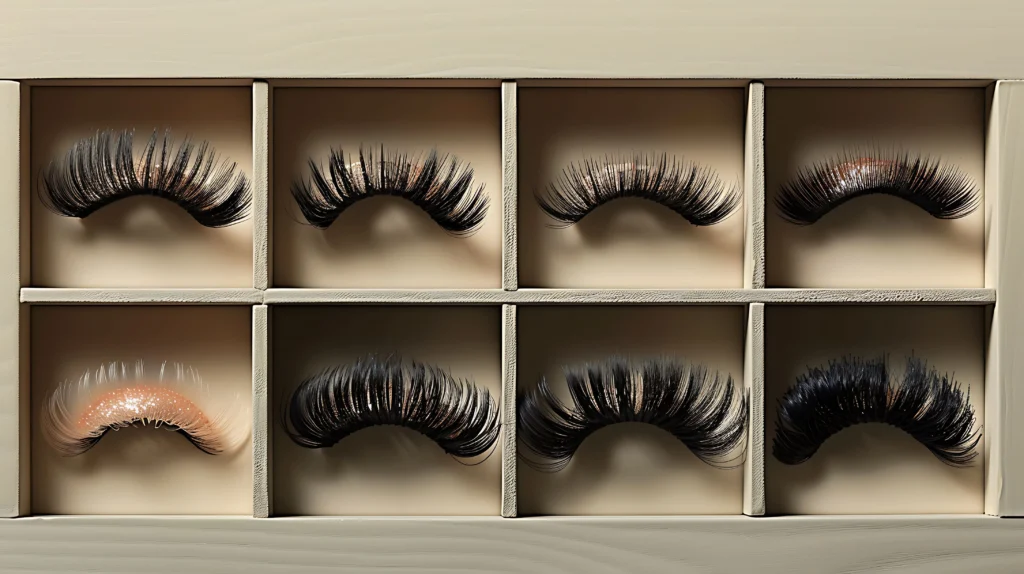 A display of various styles of lash extensions, lash extensions price