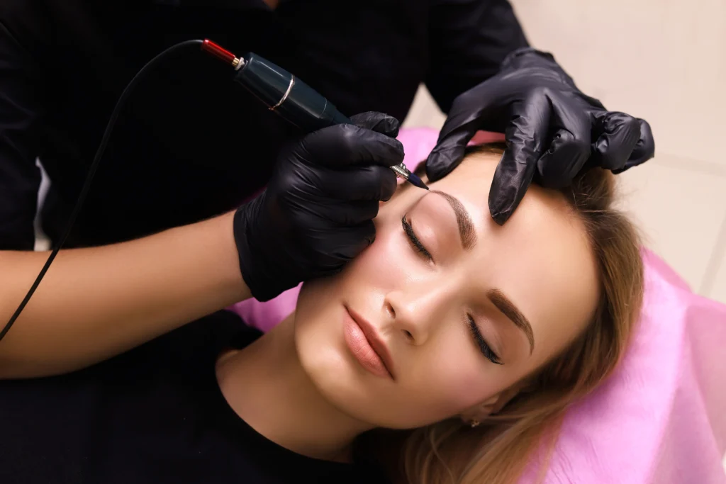 An dermatologist doing Microblading on patient